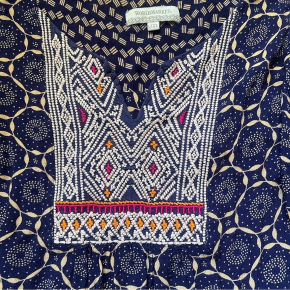World Market Boho Embroidered Tank Top - Picture 2 of 5